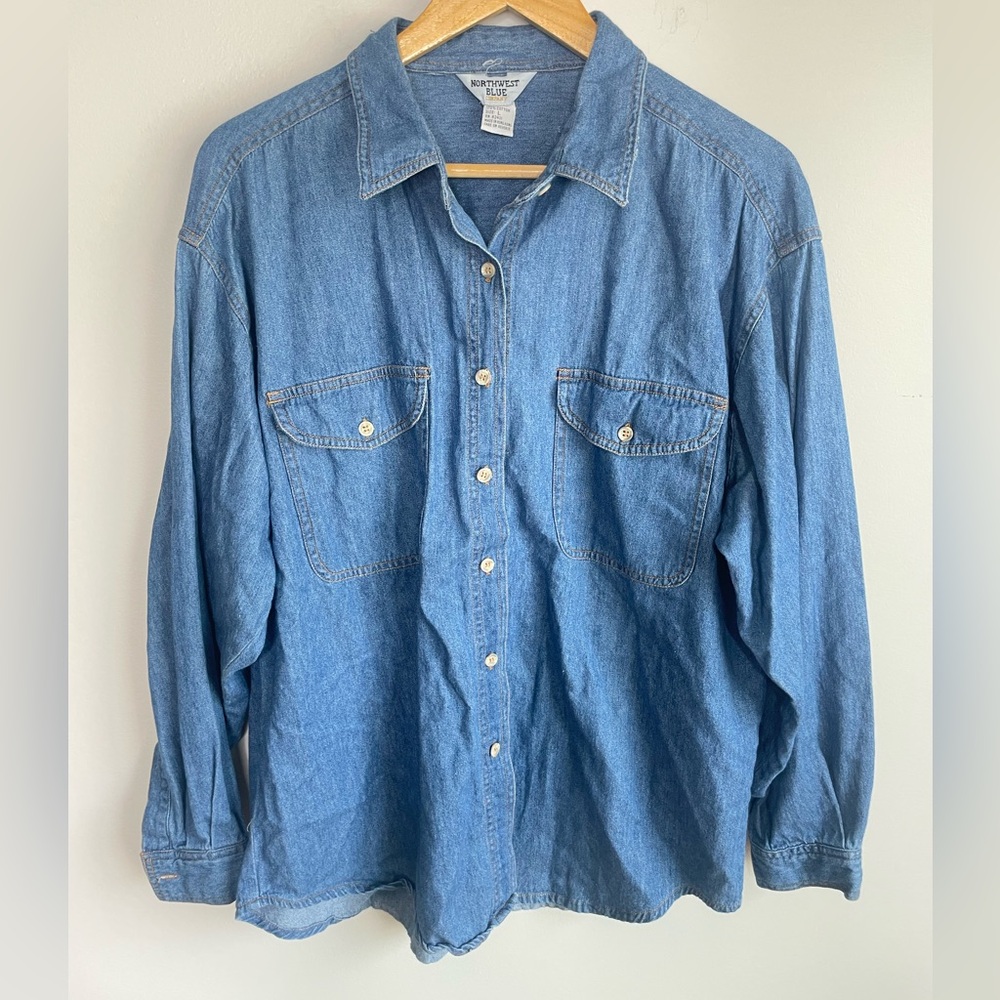 Blue Denim Button-Up Shirt